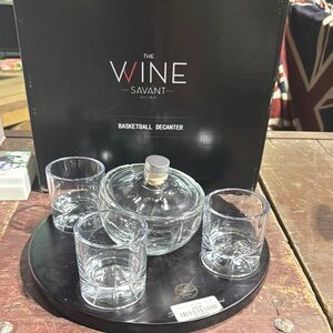 Glass Basketball Decanter Set - Clear set of 4 glasses